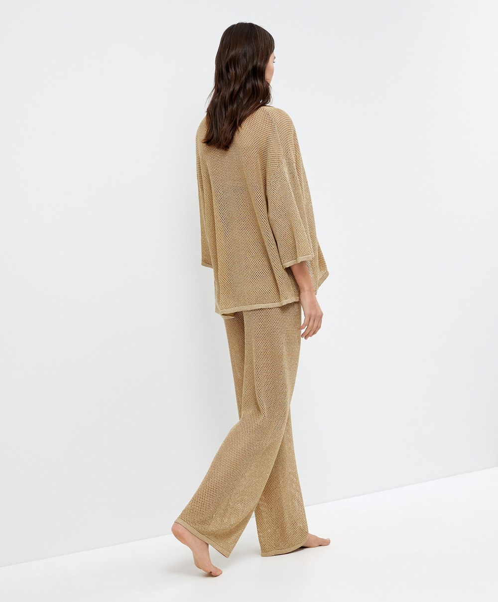 Oysho Oversize Knit Shirt Arany | HCQKGJ-129