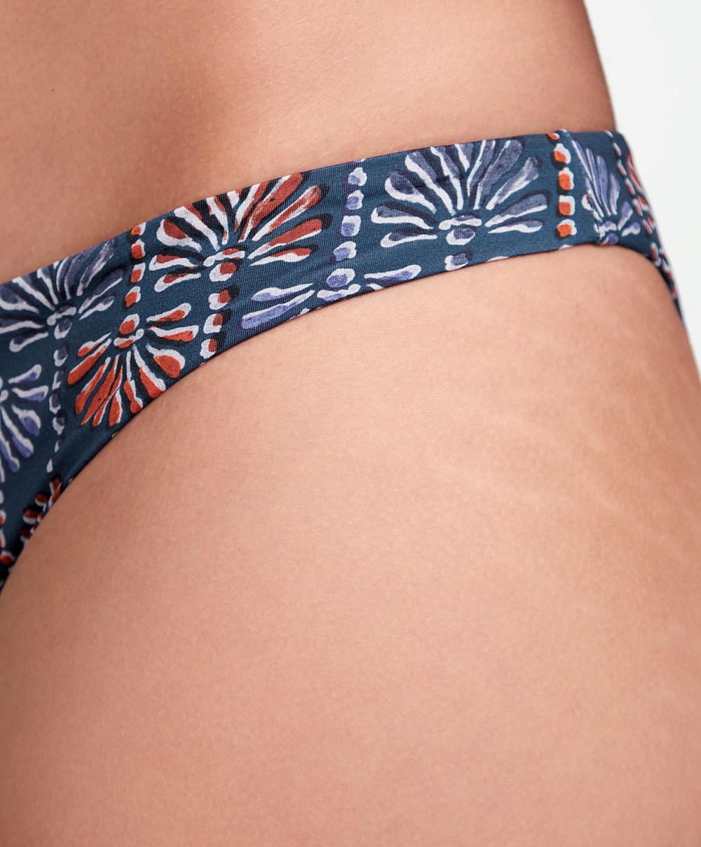 Oysho Palm Tree Medium-coverage Bikini Briefs Sötétkék | AEPLKI-708