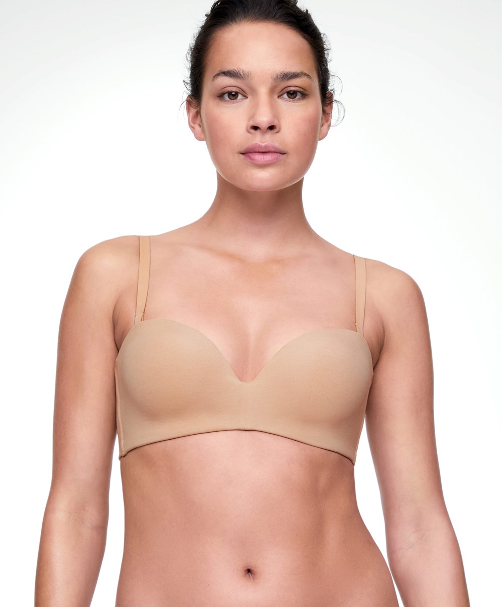 Oysho Pamut Bra With Removable Straps Bézs | DSQXBE-256