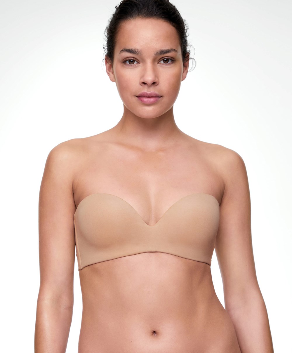 Oysho Pamut Bra With Removable Straps Bézs | DSQXBE-256