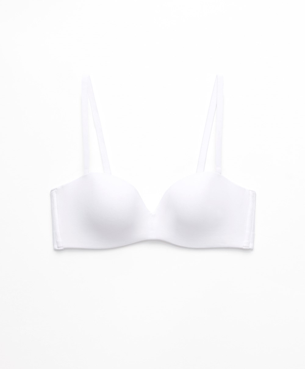 Oysho Pamut Bra With Removable Straps Fehér | EBTDHM-836