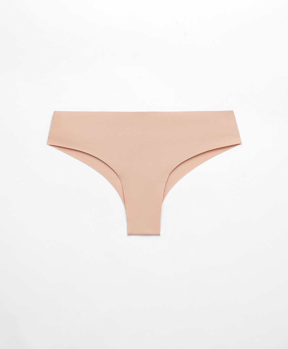 Oysho Pamut Invisible Brazilian Briefs Bézs | HOXPKY-879