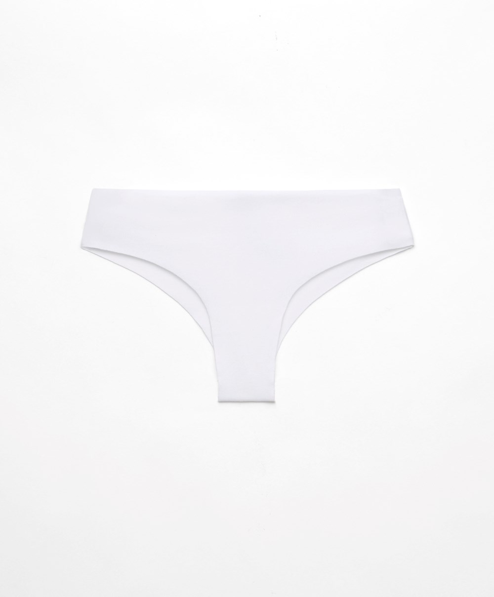 Oysho Pamut Invisible Brazilian Briefs Fehér | WYNFJL-523