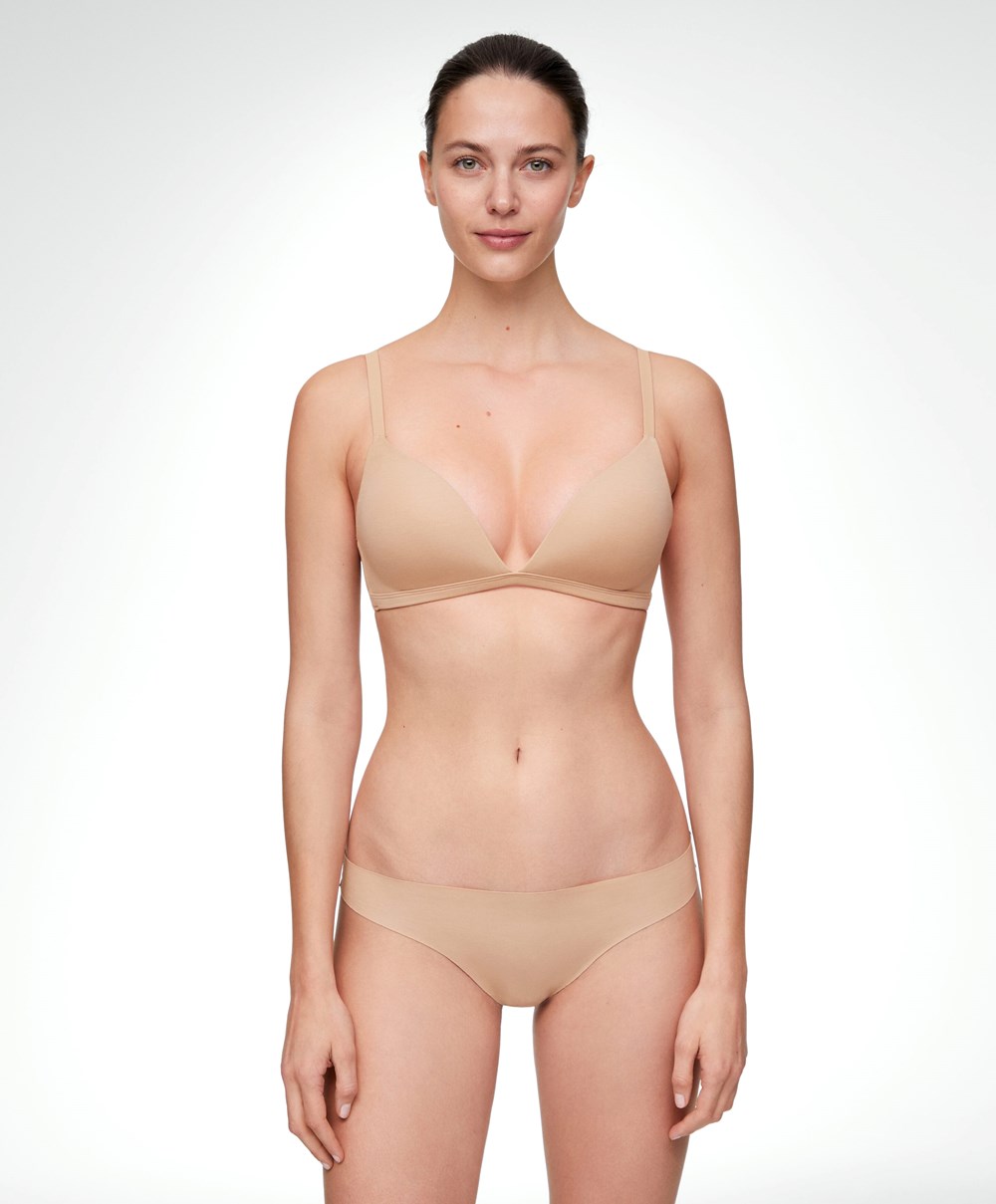 Oysho Pamut Push-up Triangle Bra Bézs | DMWTZH-106