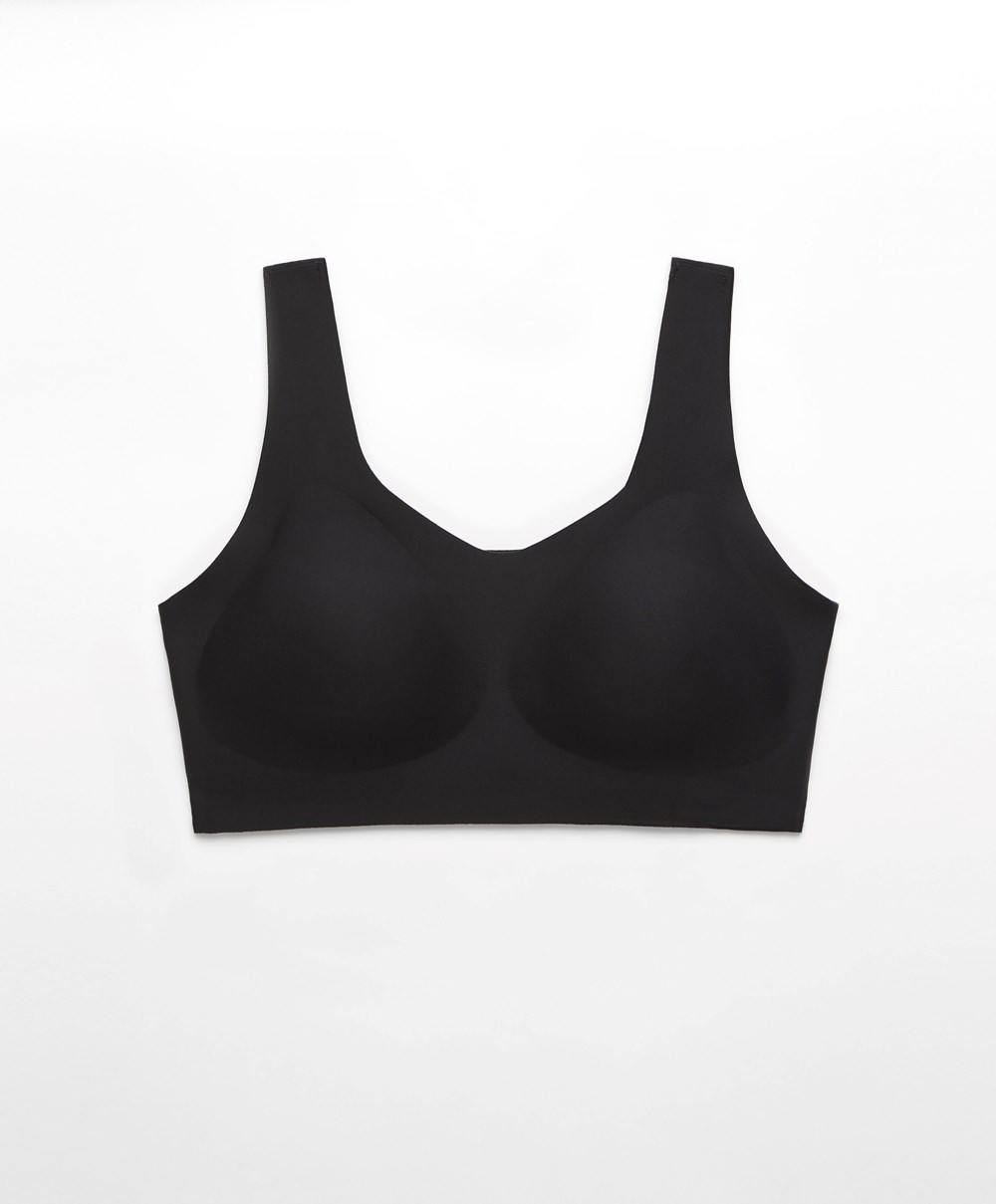 Oysho Perfect-adapt Medium-support Sports Bra With Cups Fekete | NYUBLC-952