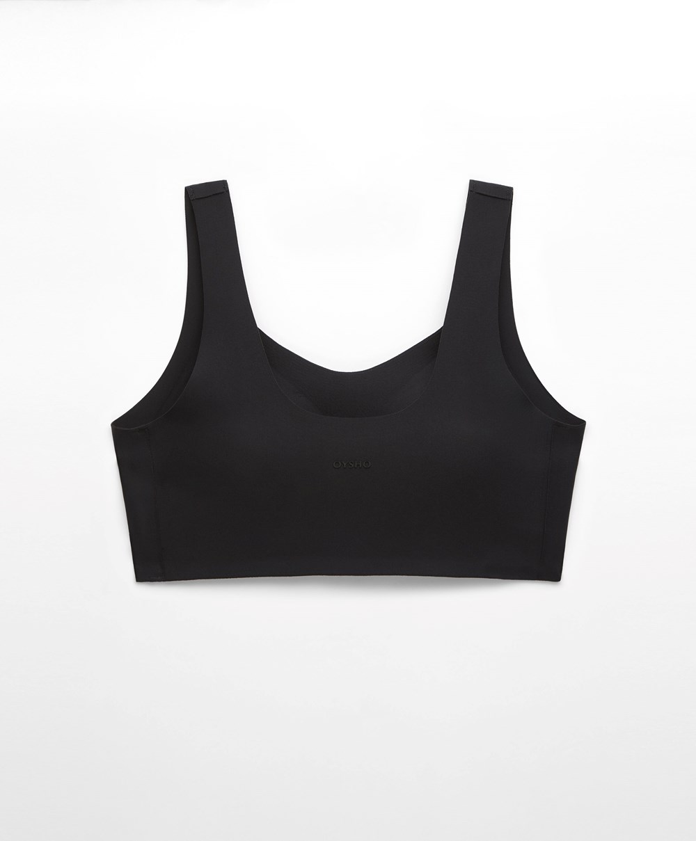 Oysho Perfect-adapt Medium-support Sports Bra With Cups Fekete | NYUBLC-952