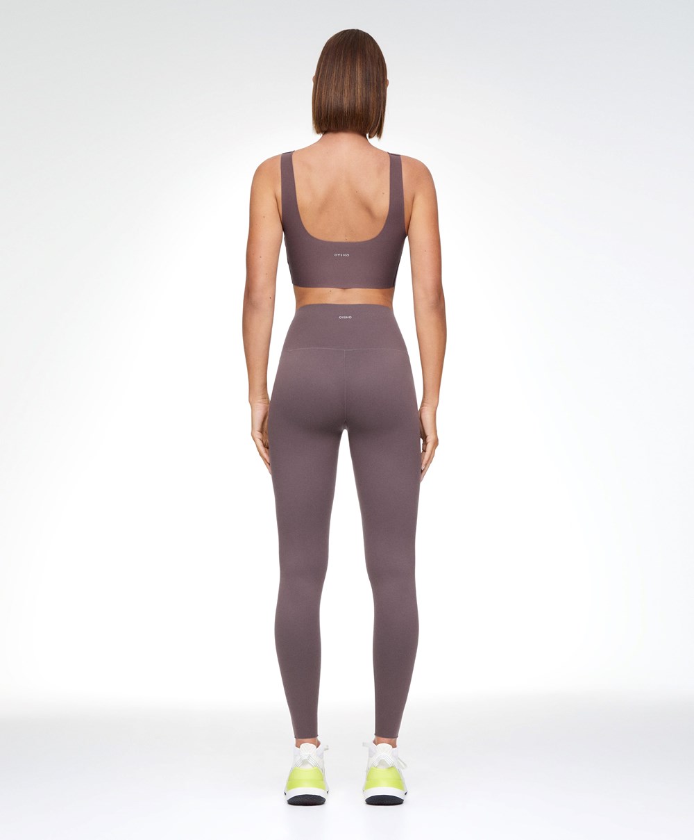 Oysho Perfect-adapt Medium-support Sports Bra With Cups Grey-purple | QECRKT-120