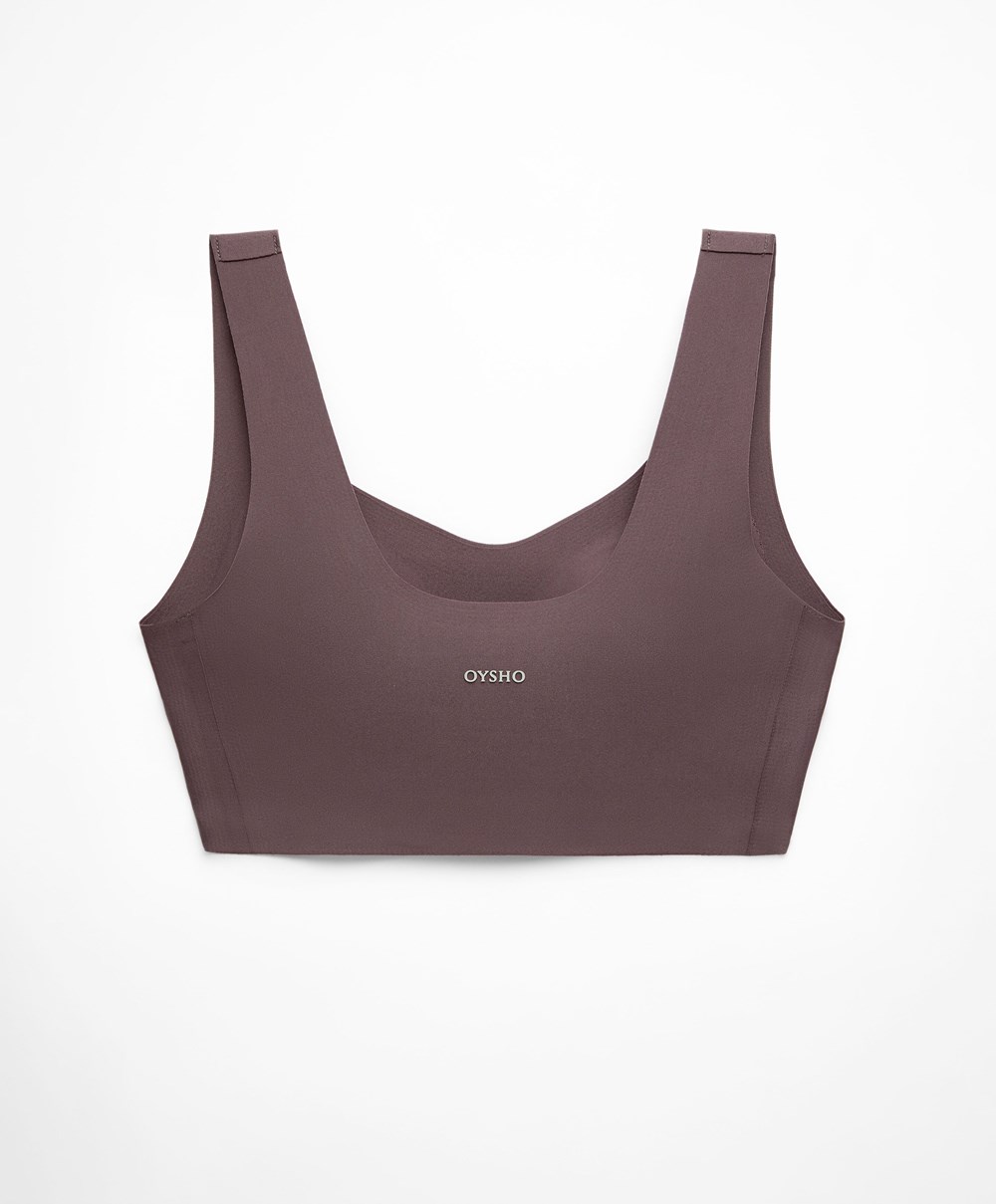 Oysho Perfect-adapt Medium-support Sports Bra With Cups Grey-purple | QECRKT-120