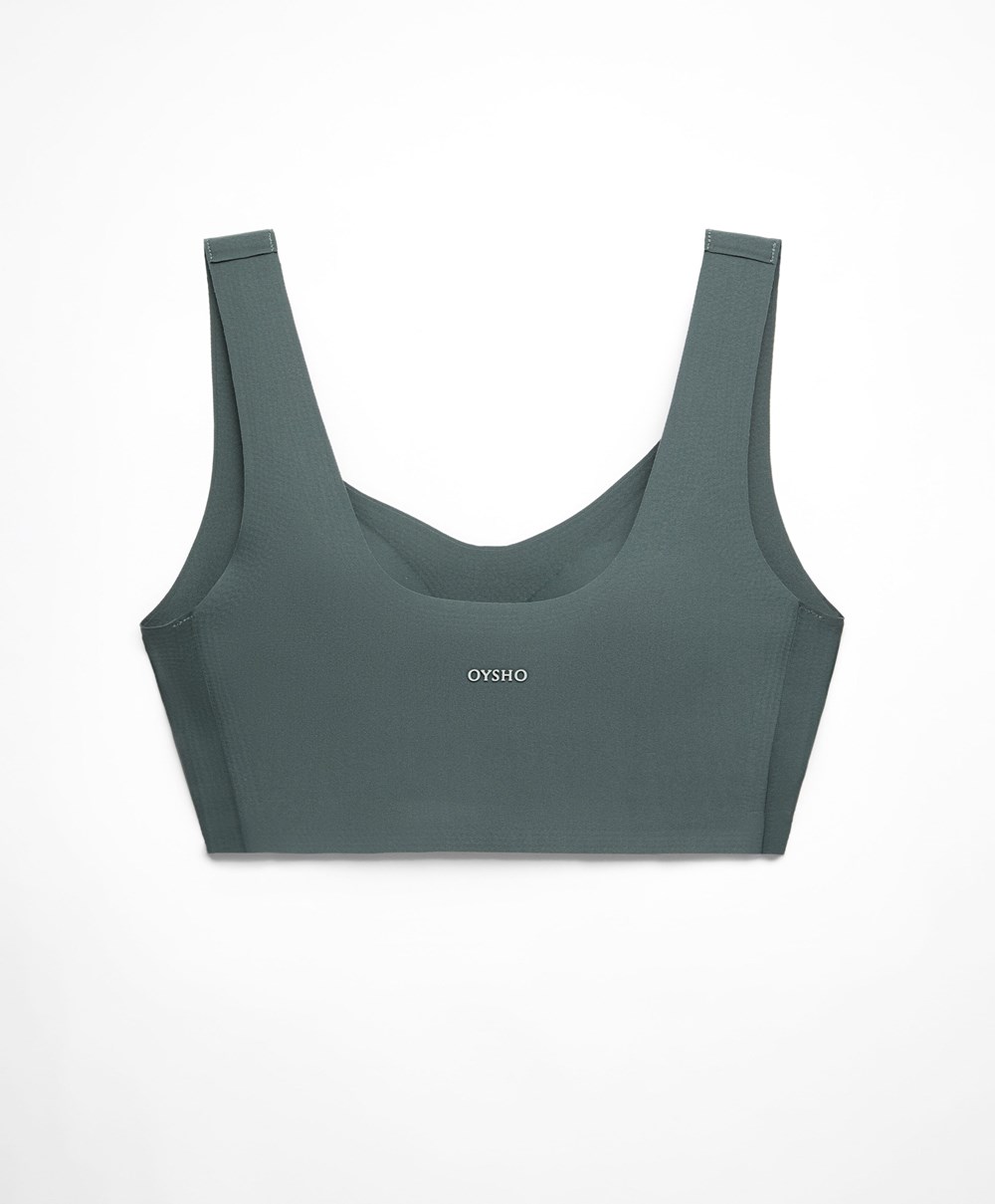 Oysho Perfect-adapt Medium-support Sports Bra With Cups Mid Ocean | SEOMPR-182