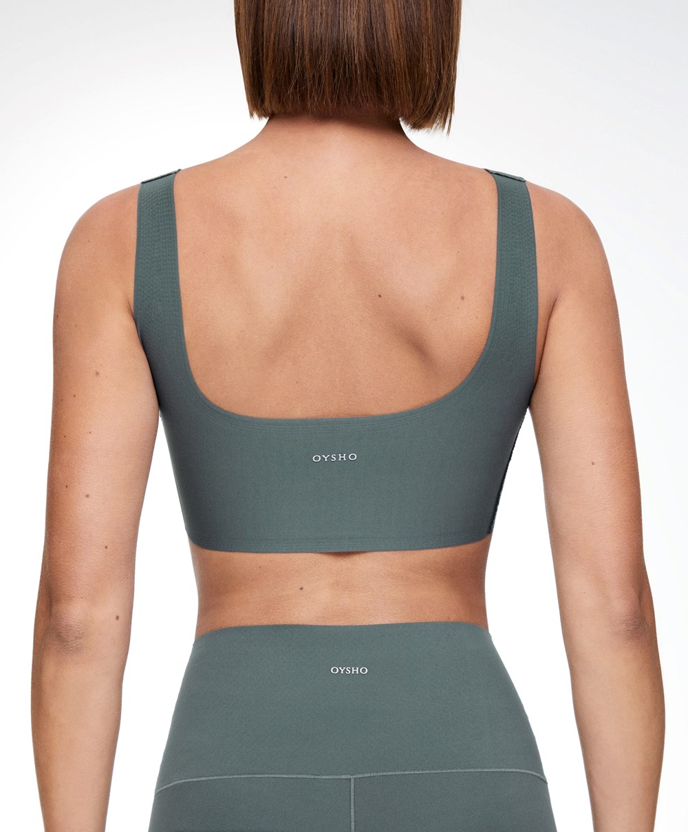 Oysho Perfect-adapt Medium-support Sports Bra With Cups Mid Ocean | SEOMPR-182