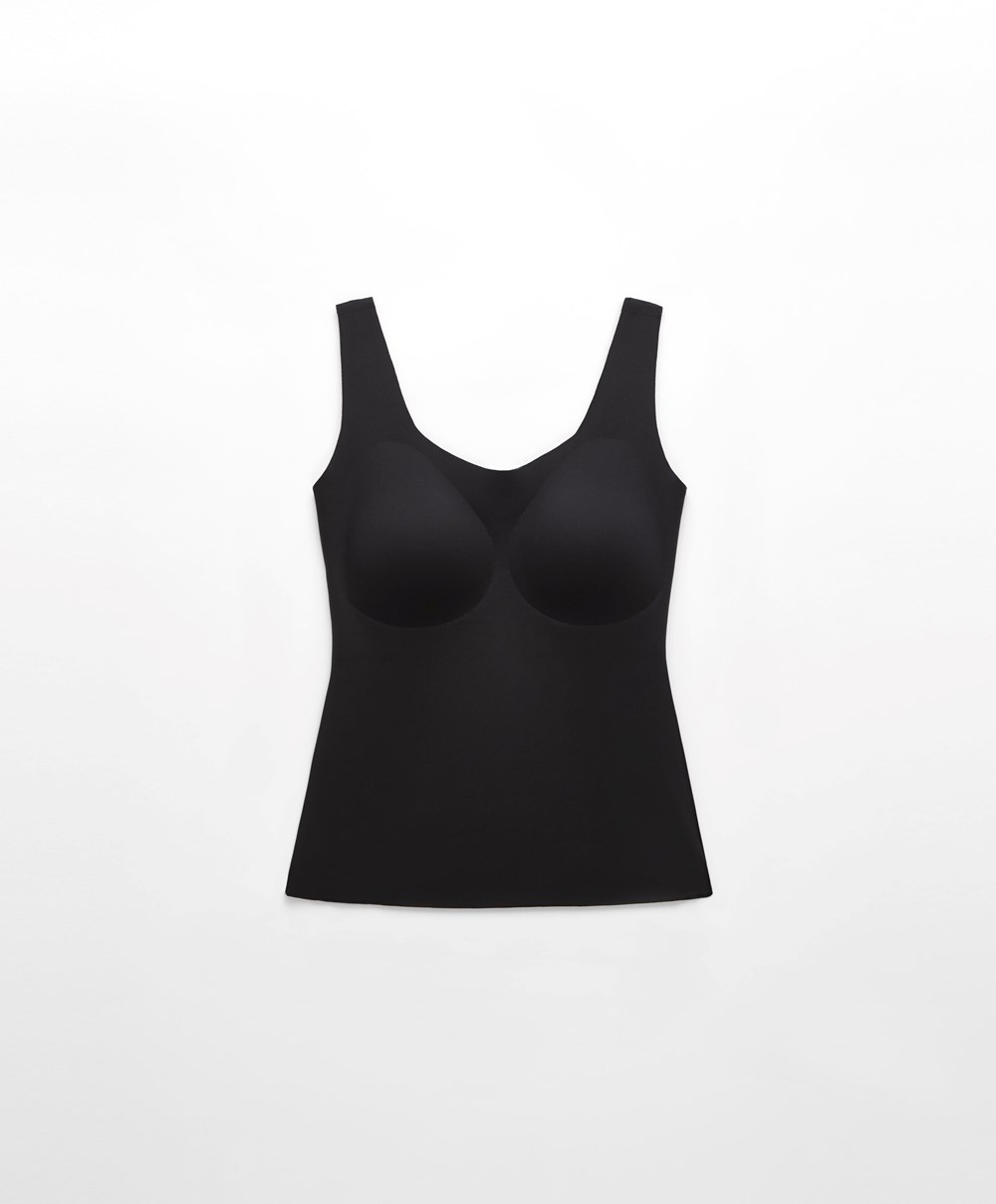 Oysho Perfect-adapt Vest Top With Cups Fekete | KZPRMD-713