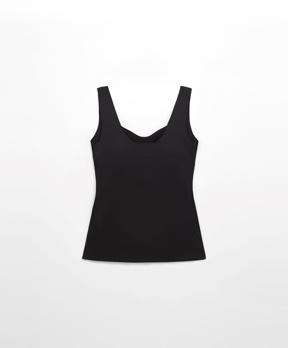 Oysho Perfect-adapt Vest Top With Cups Fekete | KZPRMD-713