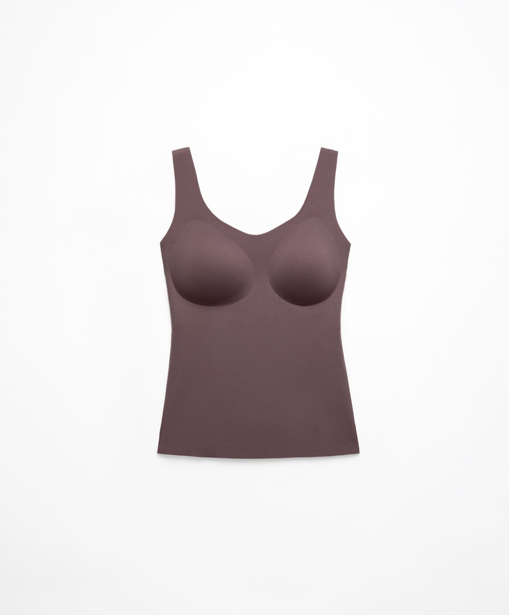 Oysho Perfect-adapt Vest Top With Cups Grey-purple | ALQXZE-054