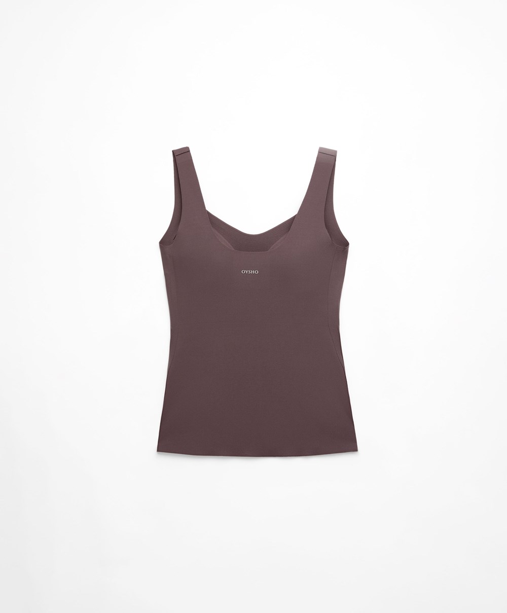 Oysho Perfect-adapt Vest Top With Cups Grey-purple | ALQXZE-054