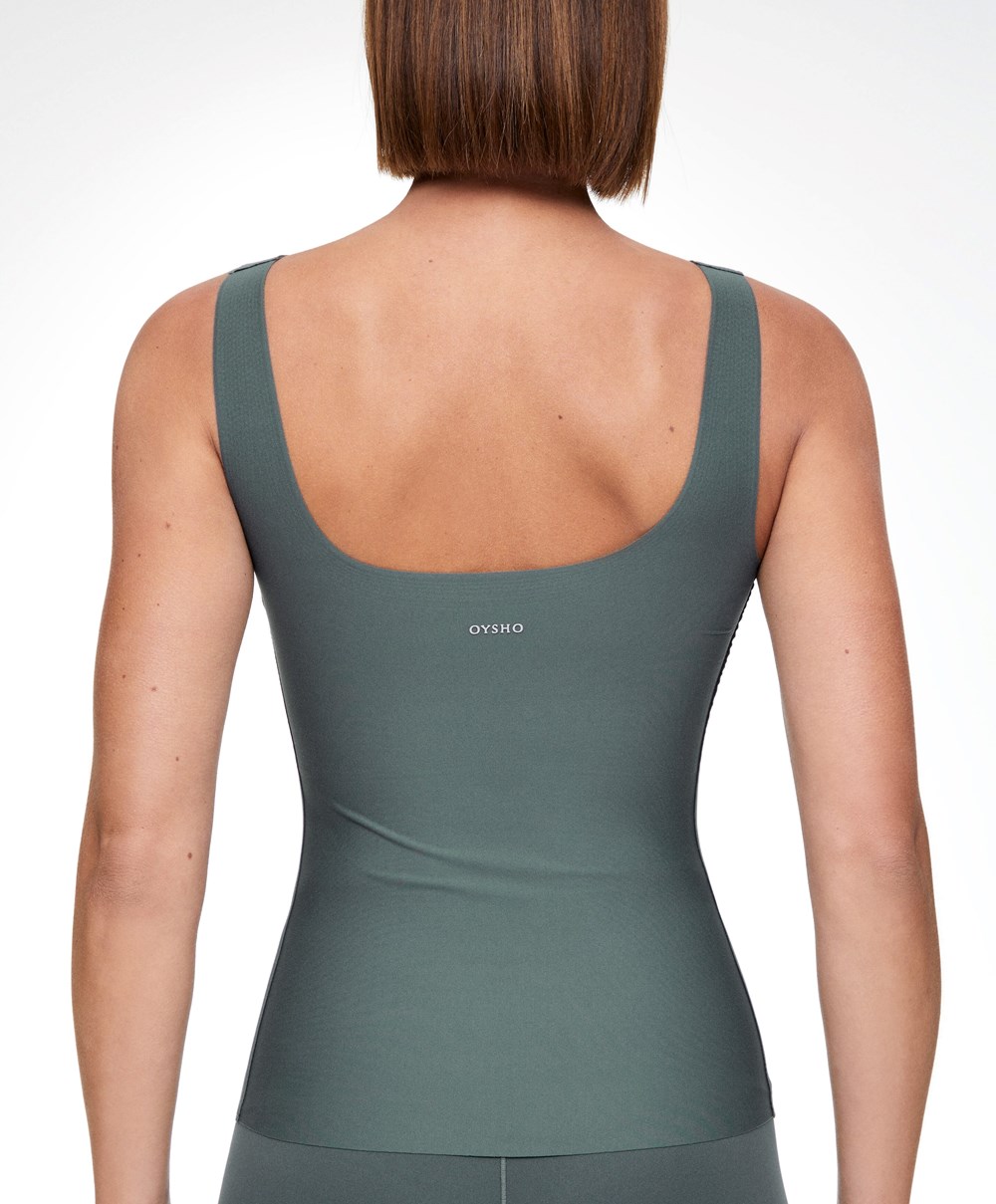 Oysho Perfect-adapt Vest Top With Cups Mid Ocean | WCDXNS-694