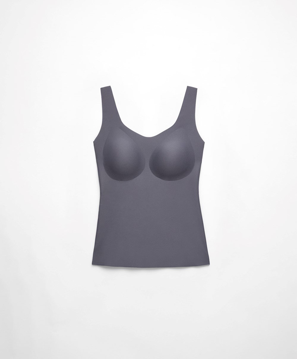 Oysho Perfect-adapt Vest Top With Cups Steel | QFCWLK-714