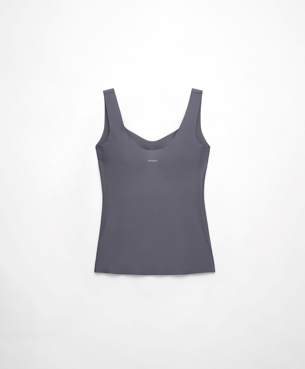 Oysho Perfect-adapt Vest Top With Cups Steel | QFCWLK-714