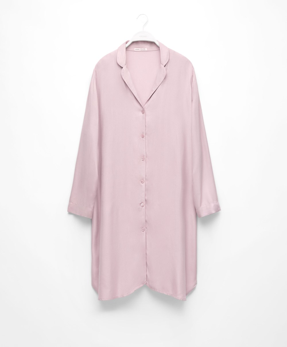 Oysho Piping Nightshirt Rózsaszín | DREYVK-927