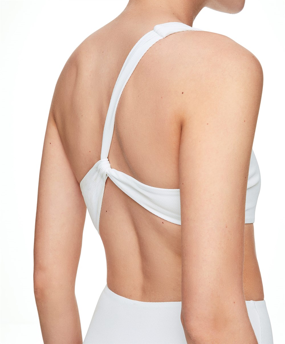 Oysho Piqué Asymmetric Trikini Fehér | HAJXNO-891