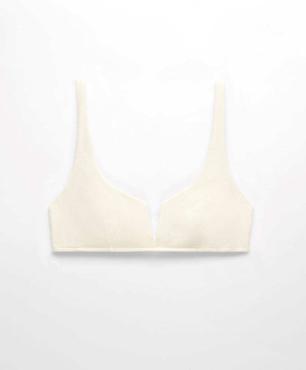 Oysho Piqué Halterneck Bikini Top Vanilla | CPNLJA-190