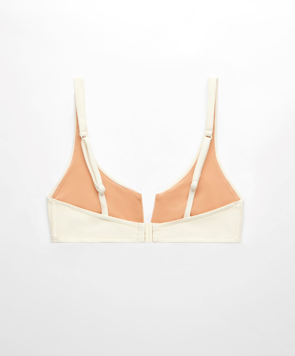 Oysho Piqué Halterneck Bikini Top Vanilla | CPNLJA-190