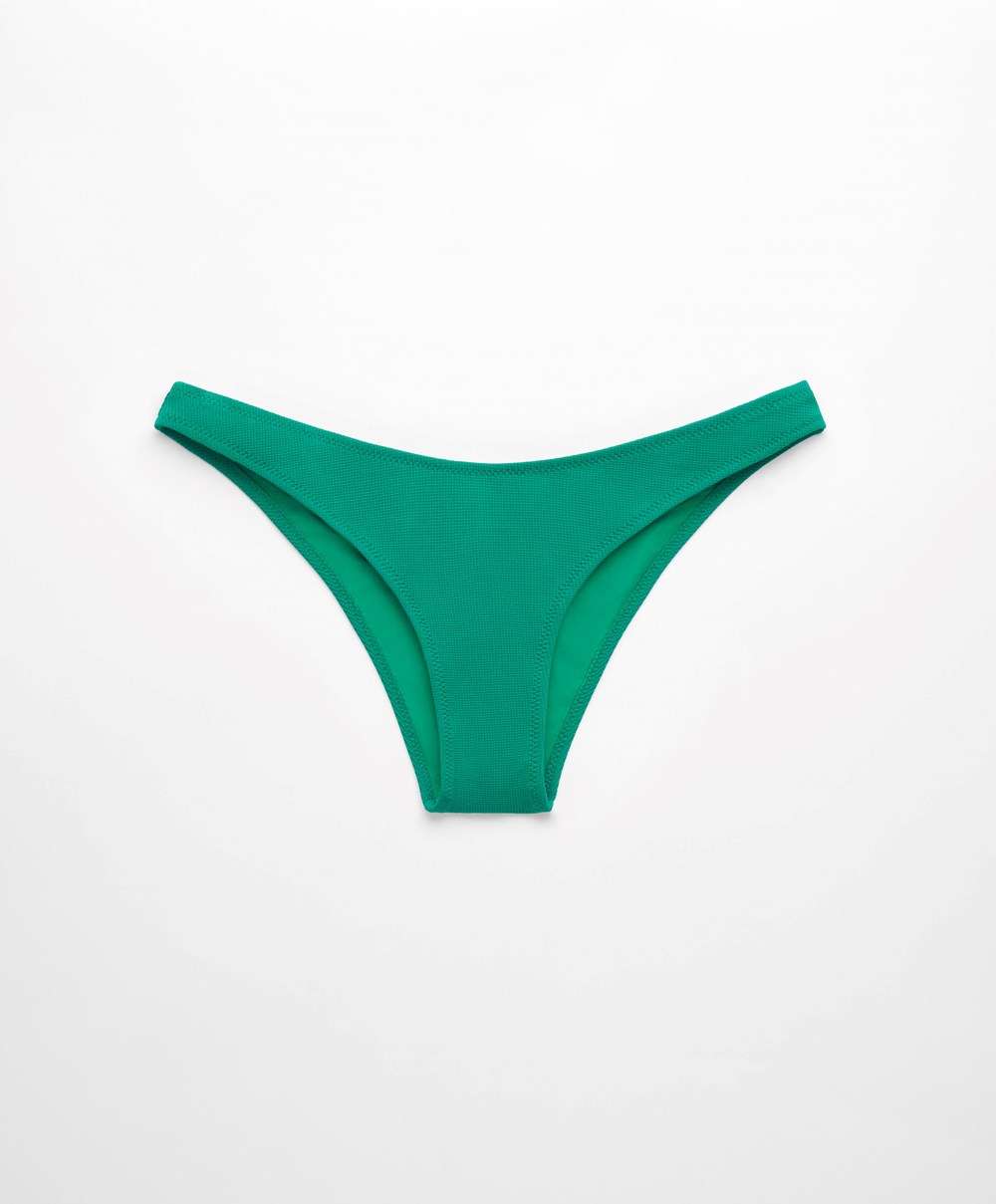 Oysho Piqué Mid-rise Bikini Briefs Zöld | KGPECU-854