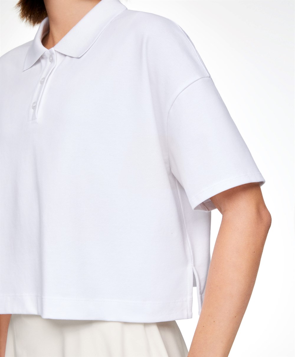 Oysho Piqué Pamut Polo Shirt Fehér | CPBWZO-643