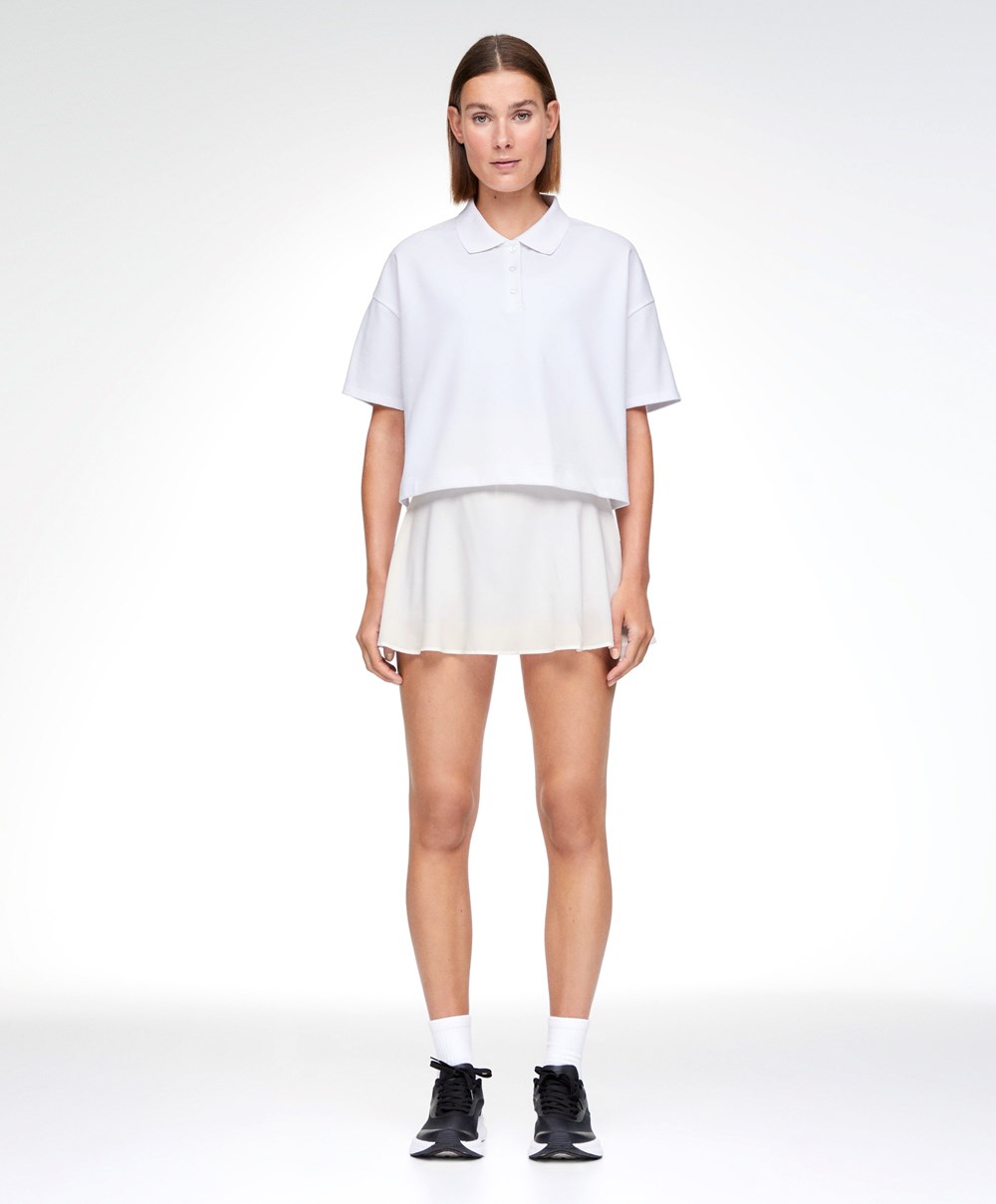 Oysho Piqué Pamut Polo Shirt Fehér | VMGKXN-130