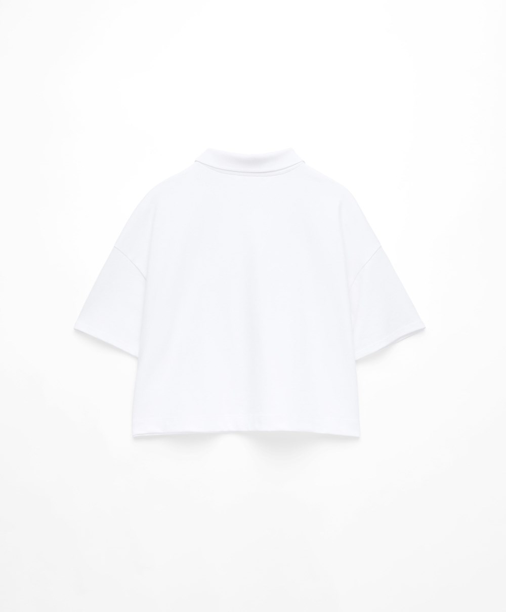 Oysho Piqué Pamut Polo Shirt Fehér | VMGKXN-130