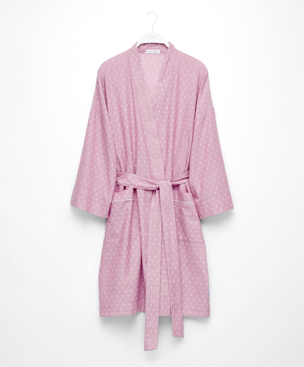 Oysho Plumeti Dressing Gown Mid-rosette | HFDSNO-784