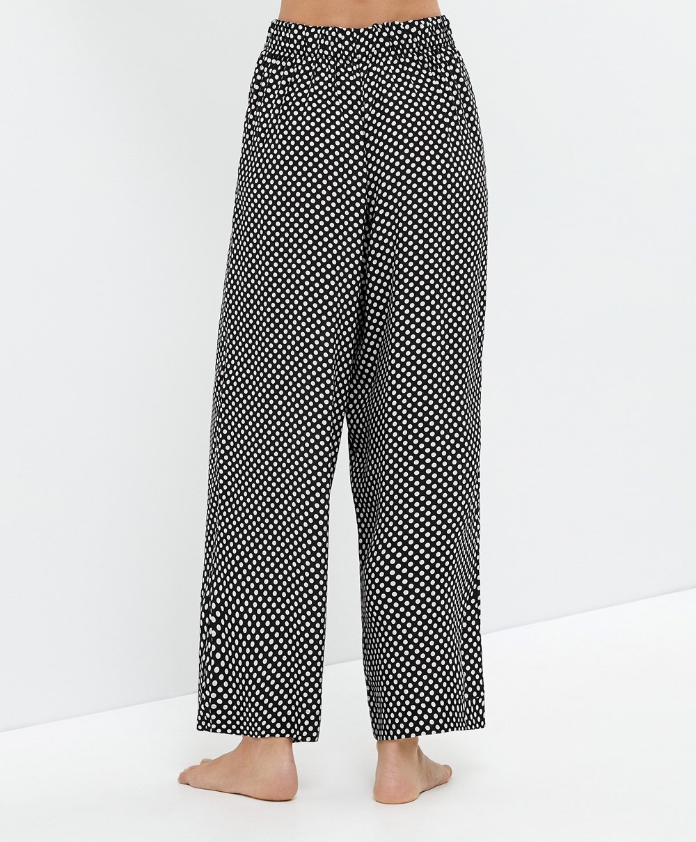 Oysho Polka Dot Széles Cipő-leg Trousers Fekete | PWGINF-462