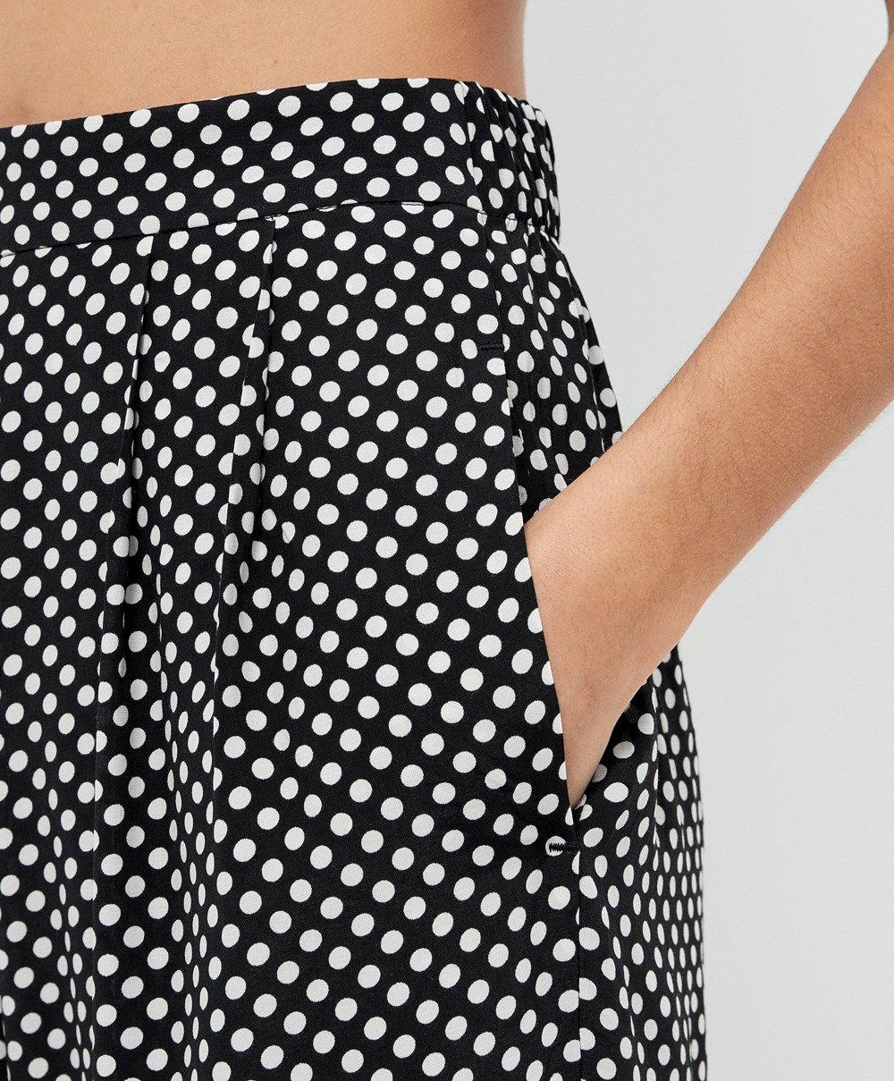 Oysho Polka Dot Széles Cipő-leg Trousers Fekete | PWGINF-462