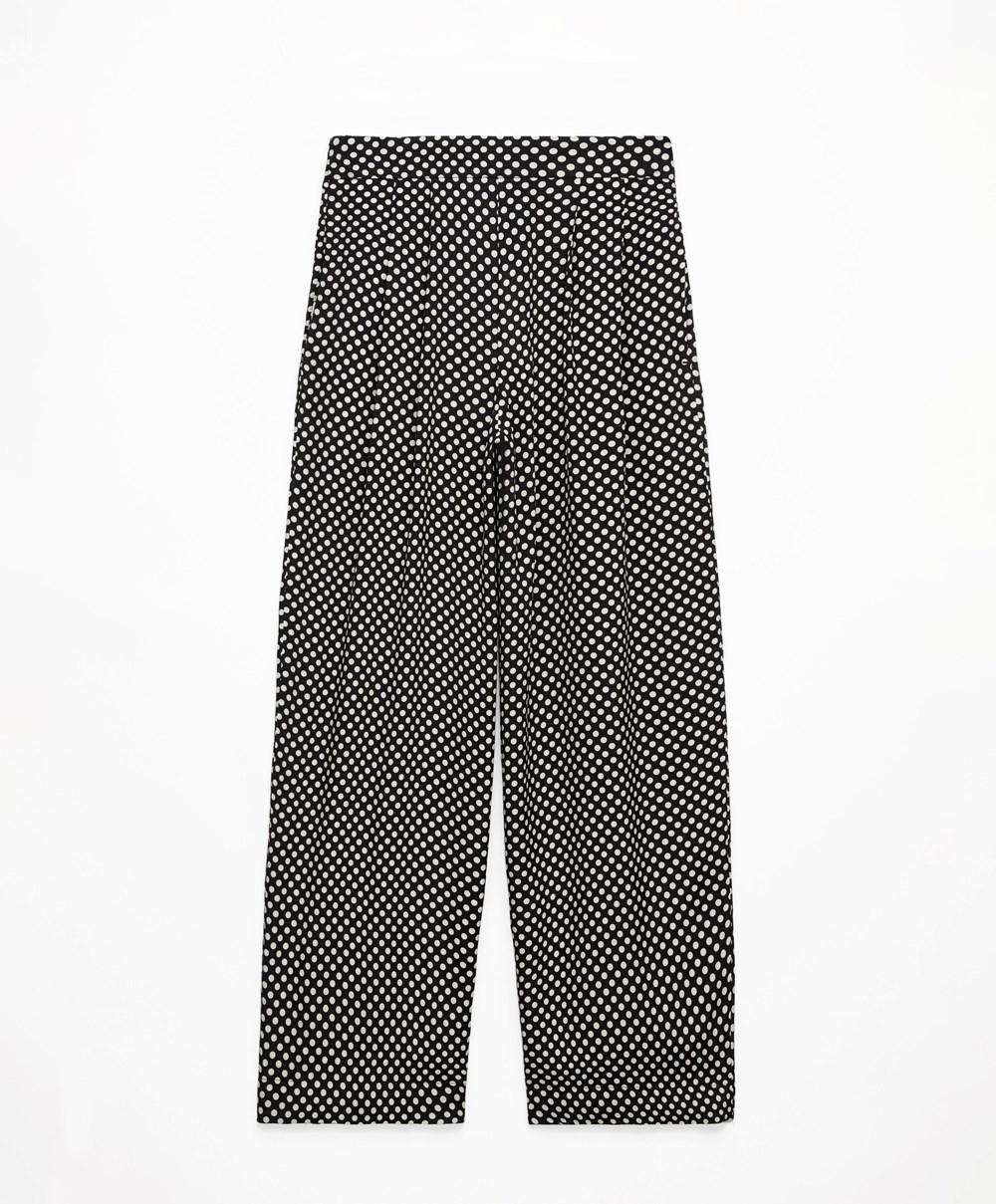 Oysho Polka Dot Széles Cipő-leg Trousers Fekete | PWGINF-462