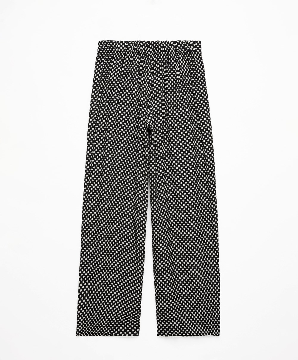 Oysho Polka Dot Széles Cipő-leg Trousers Fekete | PWGINF-462