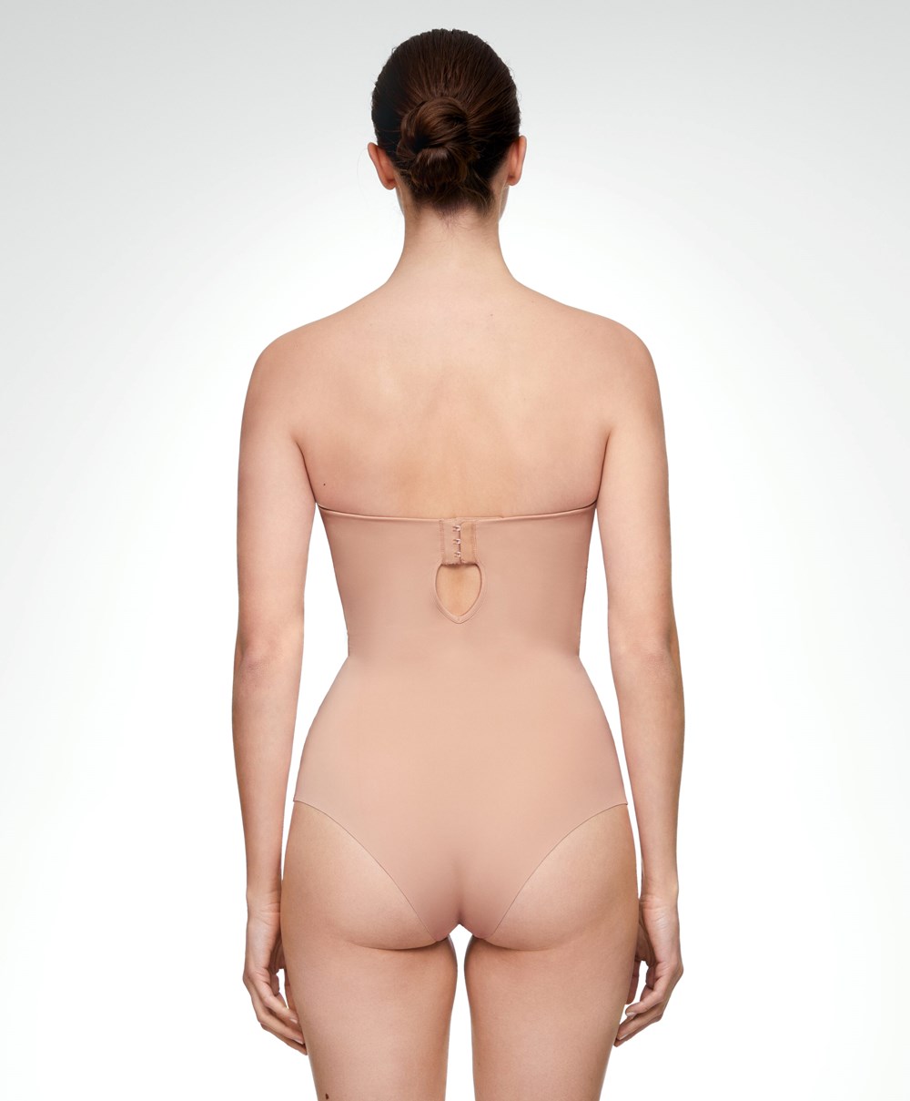 Oysho Polyamide Body With Removable Straps Bézs | ZHBWRE-098