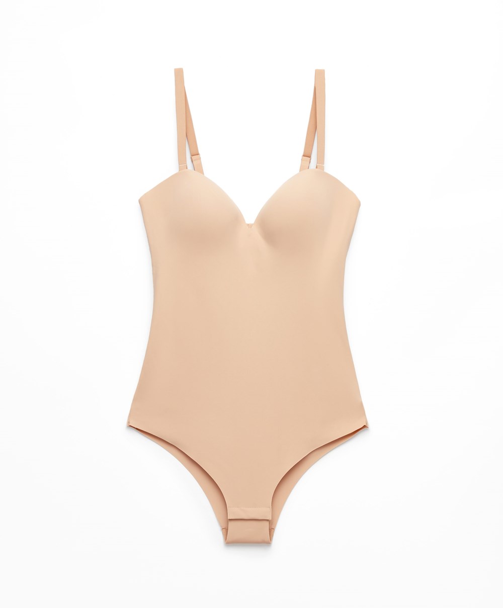 Oysho Polyamide Body With Removable Straps Bézs | ZHBWRE-098