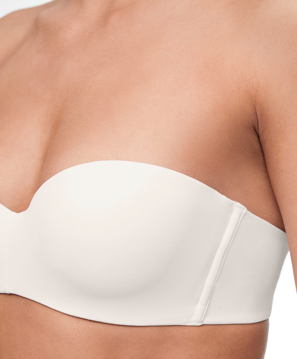 Oysho Polyamide Bra With Removable Straps Pale Ecru | HIFUQM-653