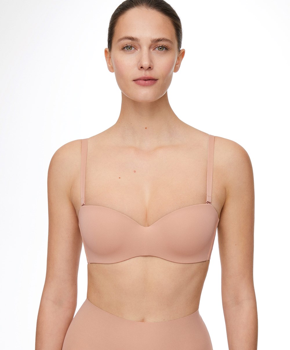 Oysho Polyamide Bra With Removable Straps Bézs | JQPYLG-470