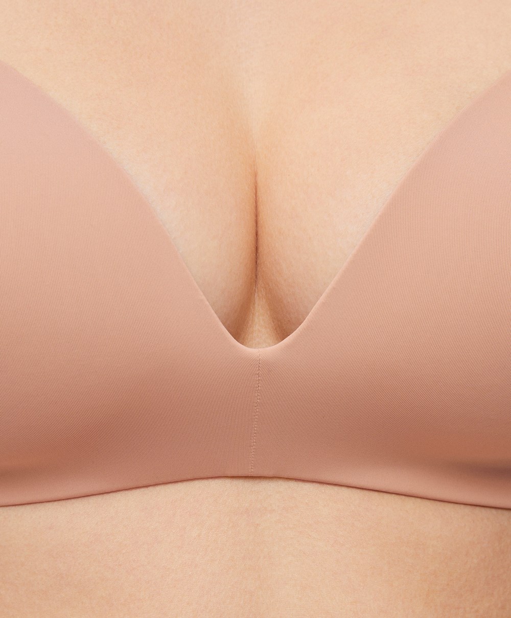 Oysho Polyamide Full Triangle Bra Bézs | GRNLQU-134