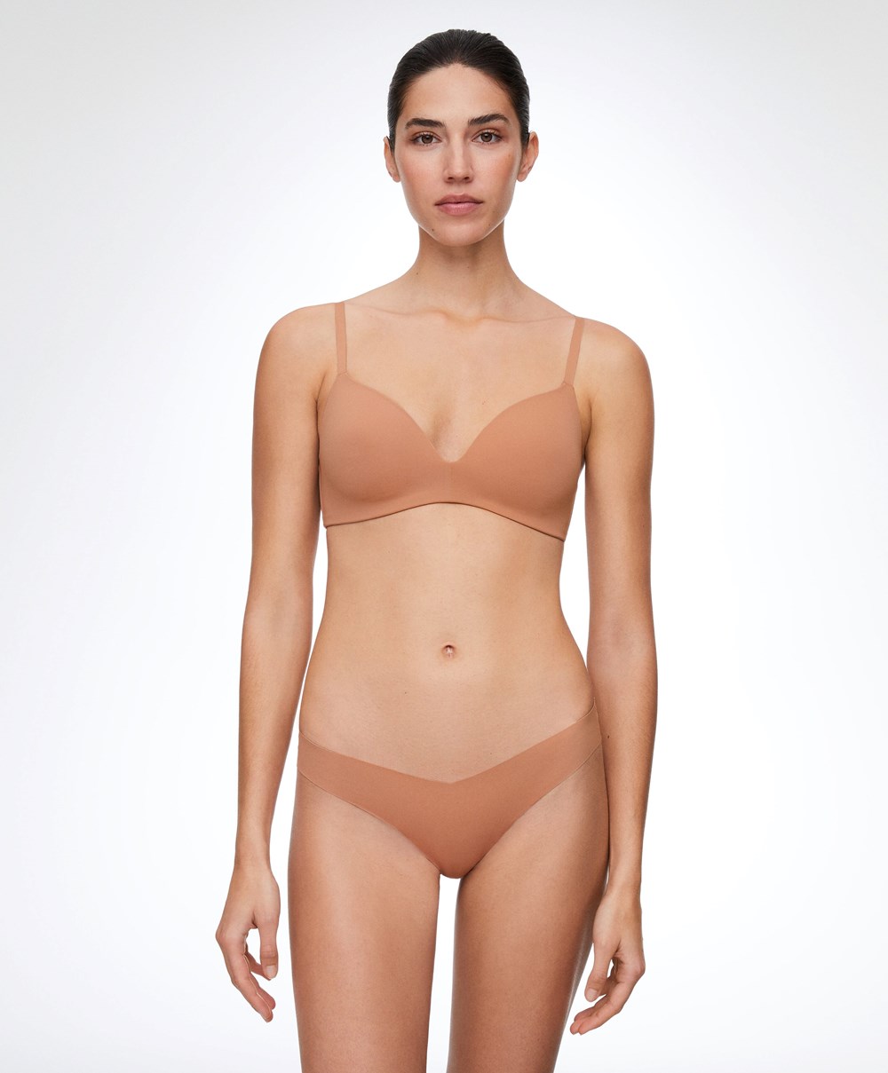 Oysho Polyamide Full Triangle Bra Tan | RULKBW-678