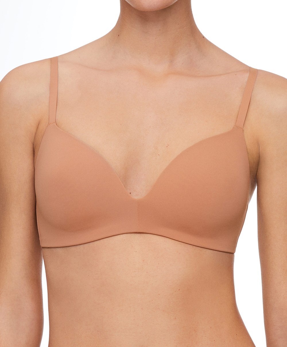 Oysho Polyamide Full Triangle Bra Tan | RULKBW-678