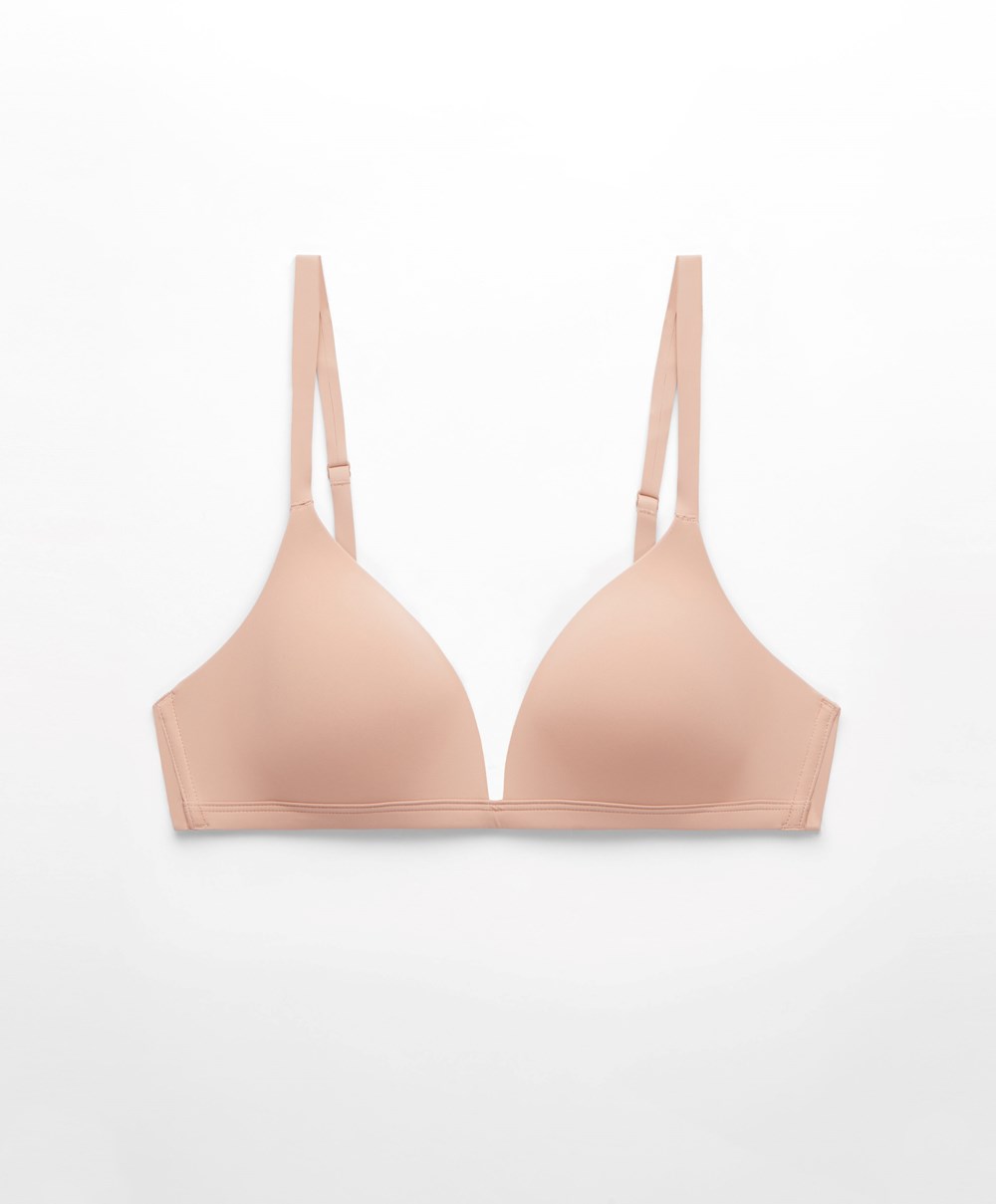 Oysho Polyamide Low-cut Triangle Bra Bézs | KYEHIU-564