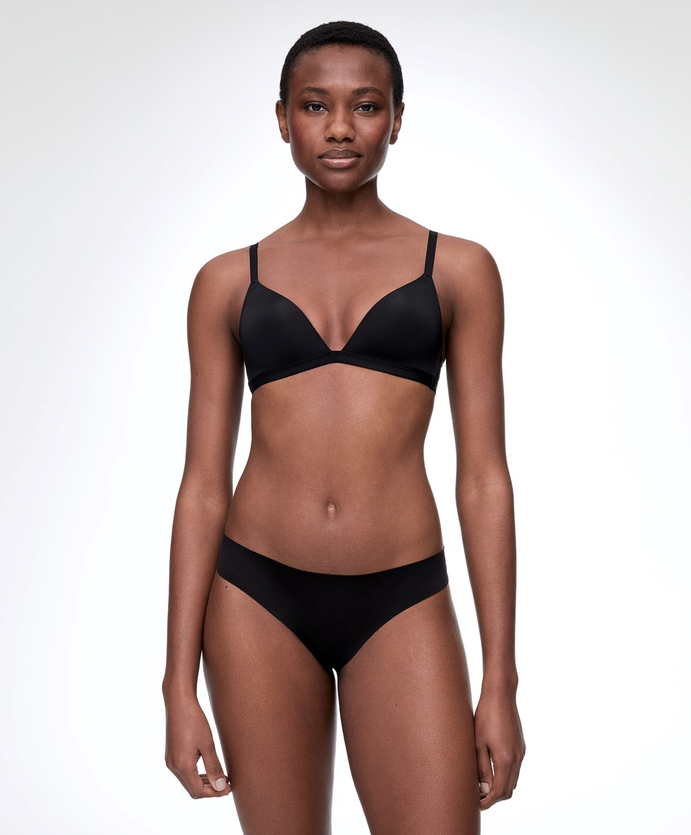 Oysho Polyamide Low-cut Triangle Bra Fekete | RUTQYV-234