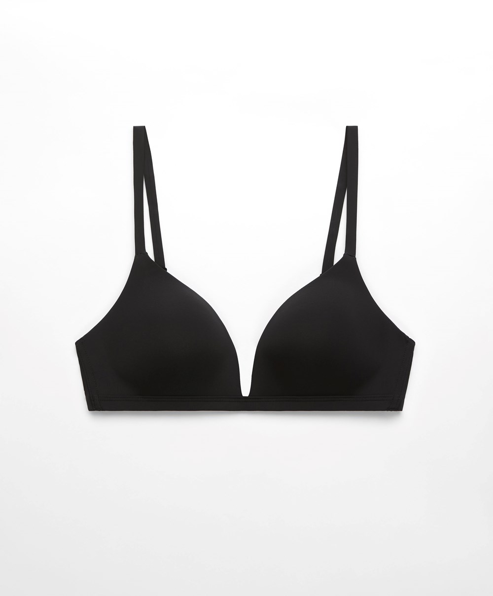 Oysho Polyamide Low-cut Triangle Bra Fekete | RUTQYV-234