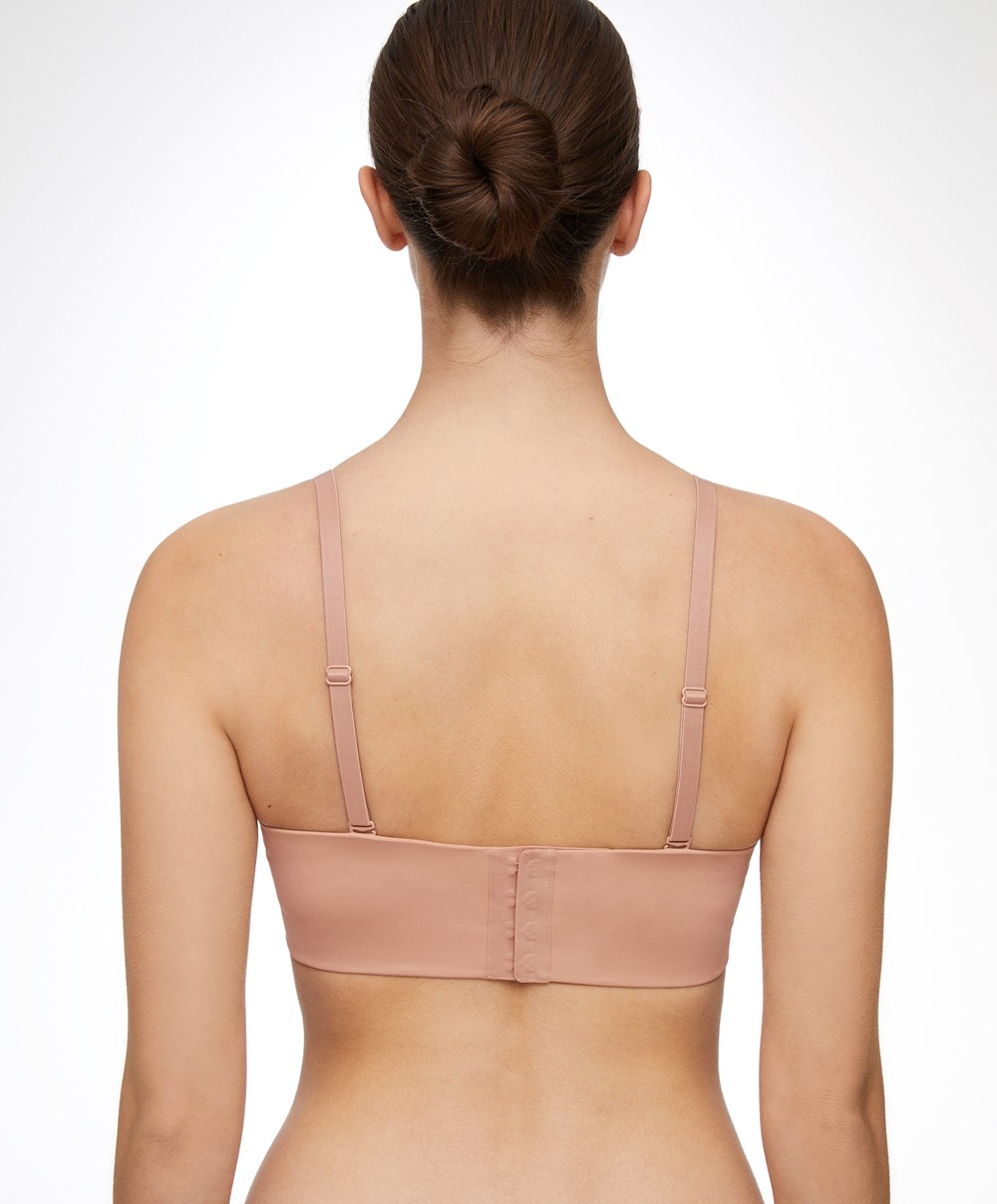 Oysho Polyamide Push-up Bandeau Bra Bézs | ELGKQW-340