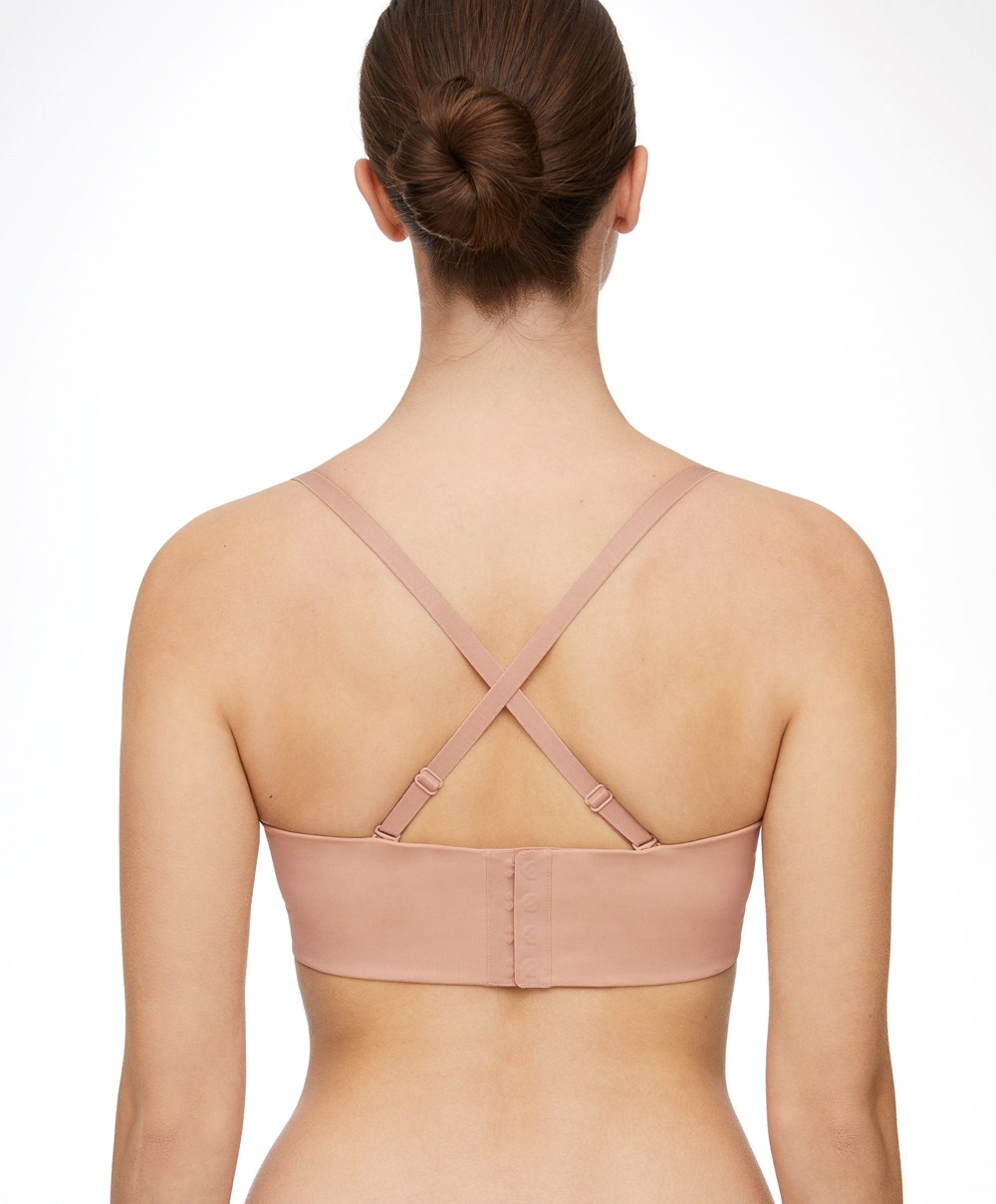 Oysho Polyamide Push-up Bandeau Bra Bézs | ELGKQW-340