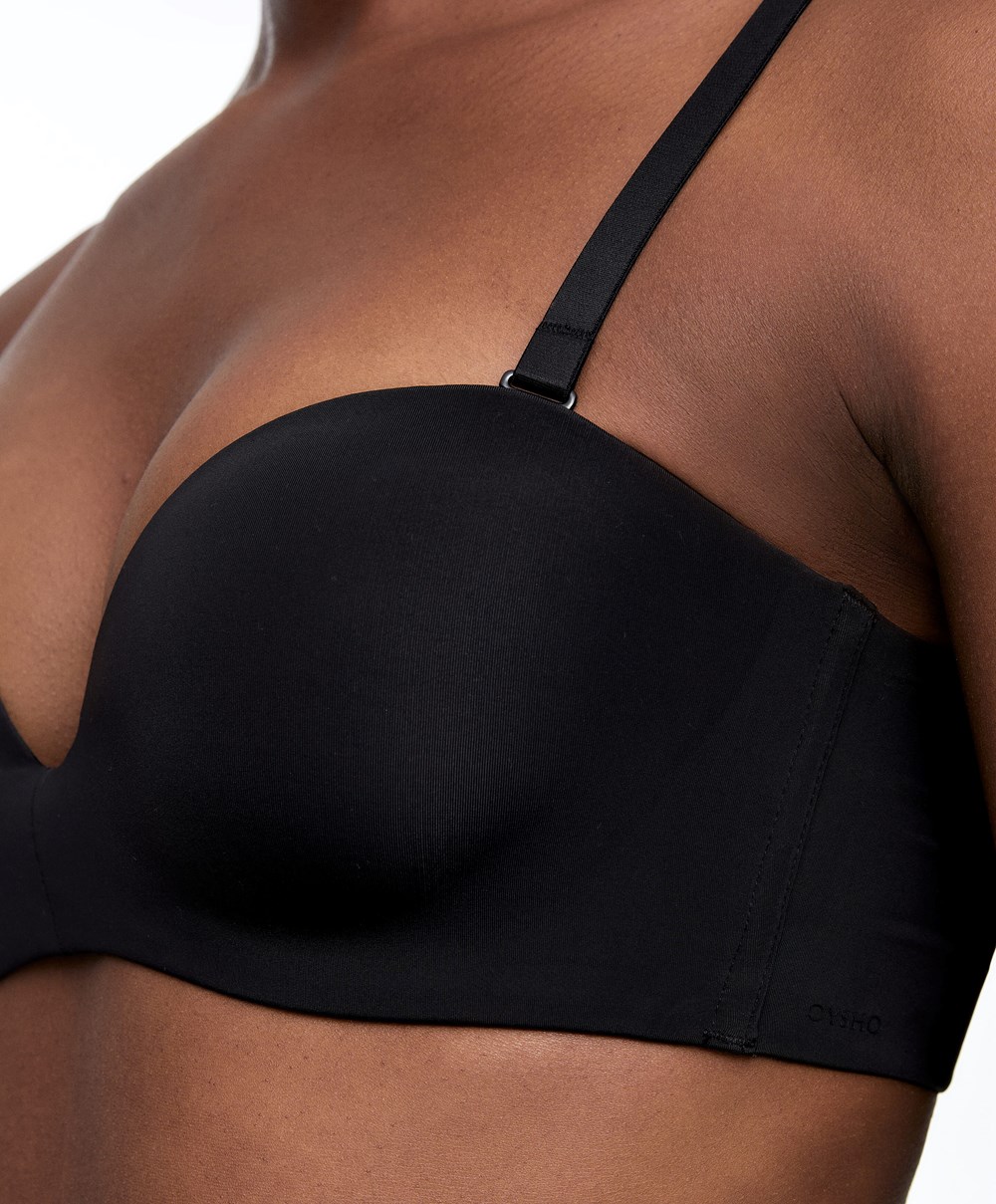 Oysho Polyamide Push-up Bandeau Bra Fekete | LRSKXW-249