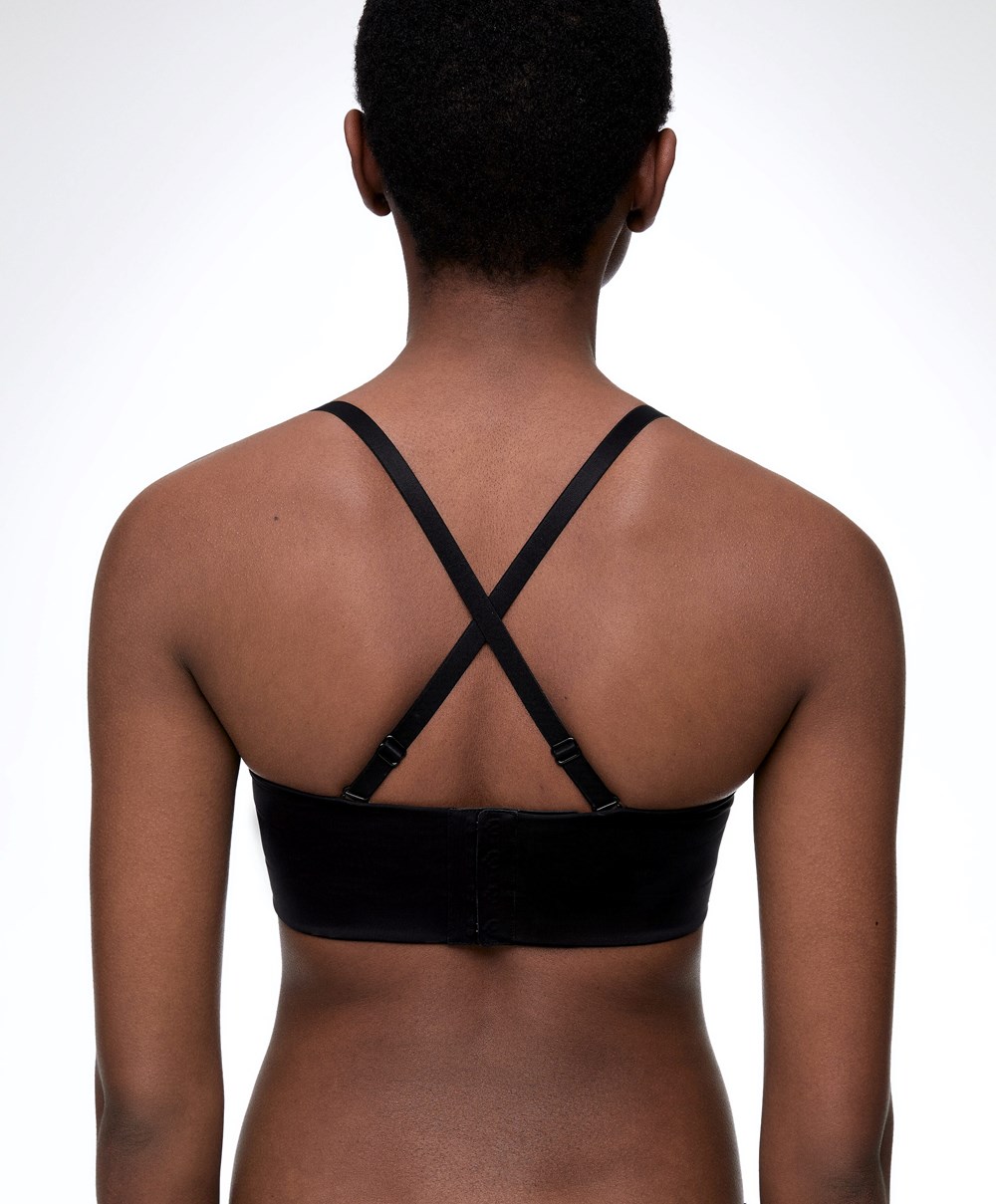 Oysho Polyamide Push-up Bandeau Bra Fekete | LRSKXW-249