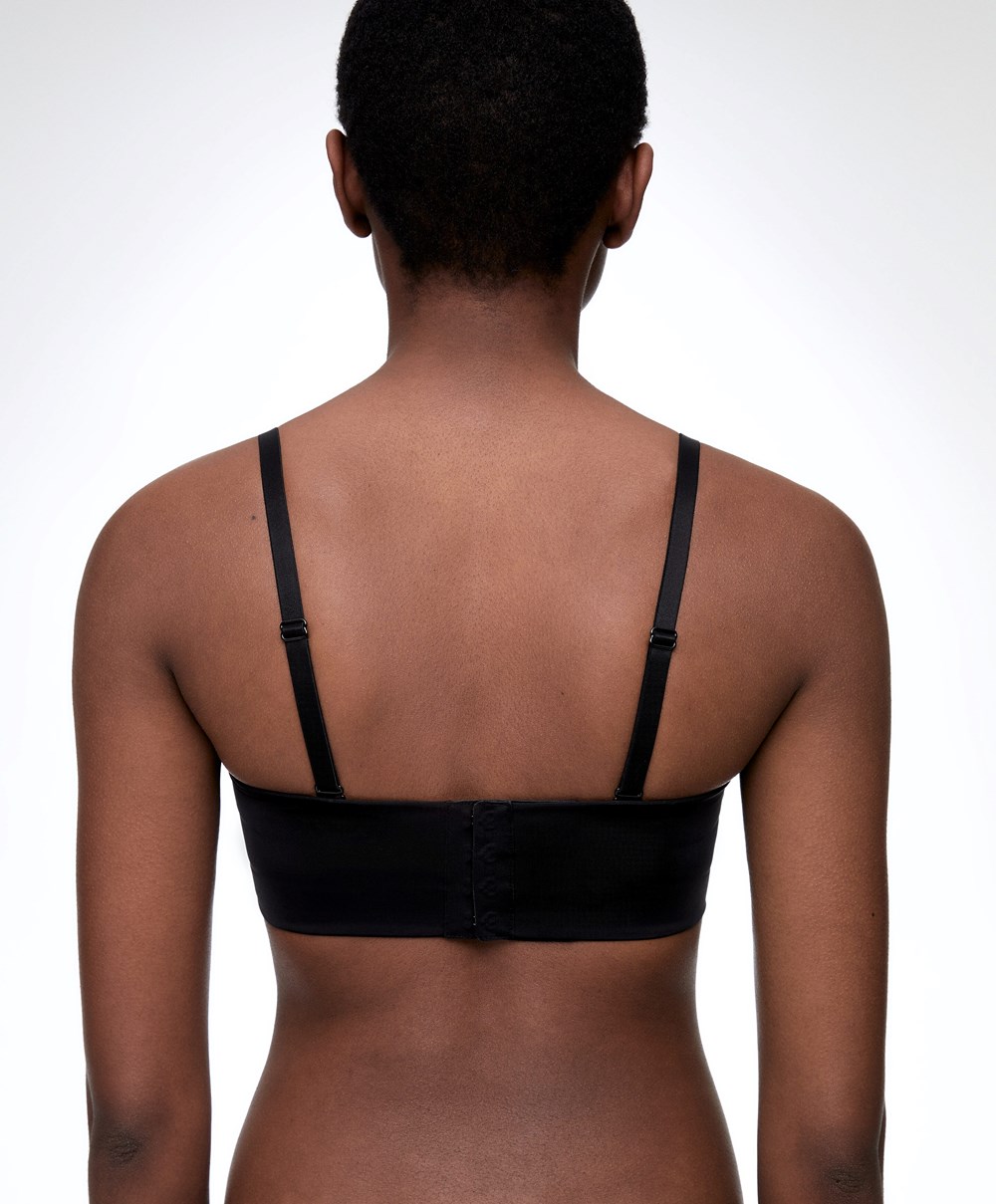 Oysho Polyamide Push-up Bandeau Bra Fekete | LRSKXW-249