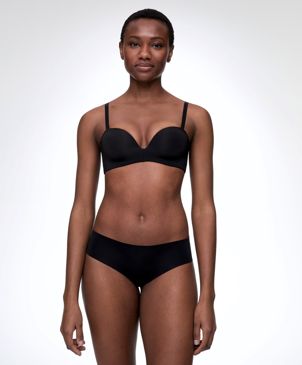 Oysho Polyamide Push-up Bandeau Bra Fekete | LRSKXW-249